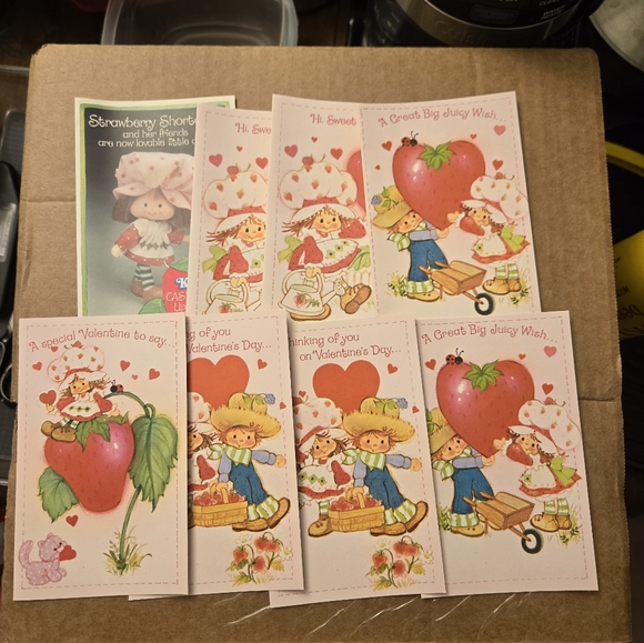 Vintage 1970s/80s Strawberry Shortcake Valentines Day Cards 7 Cards And Advert - Picture 7 of 12